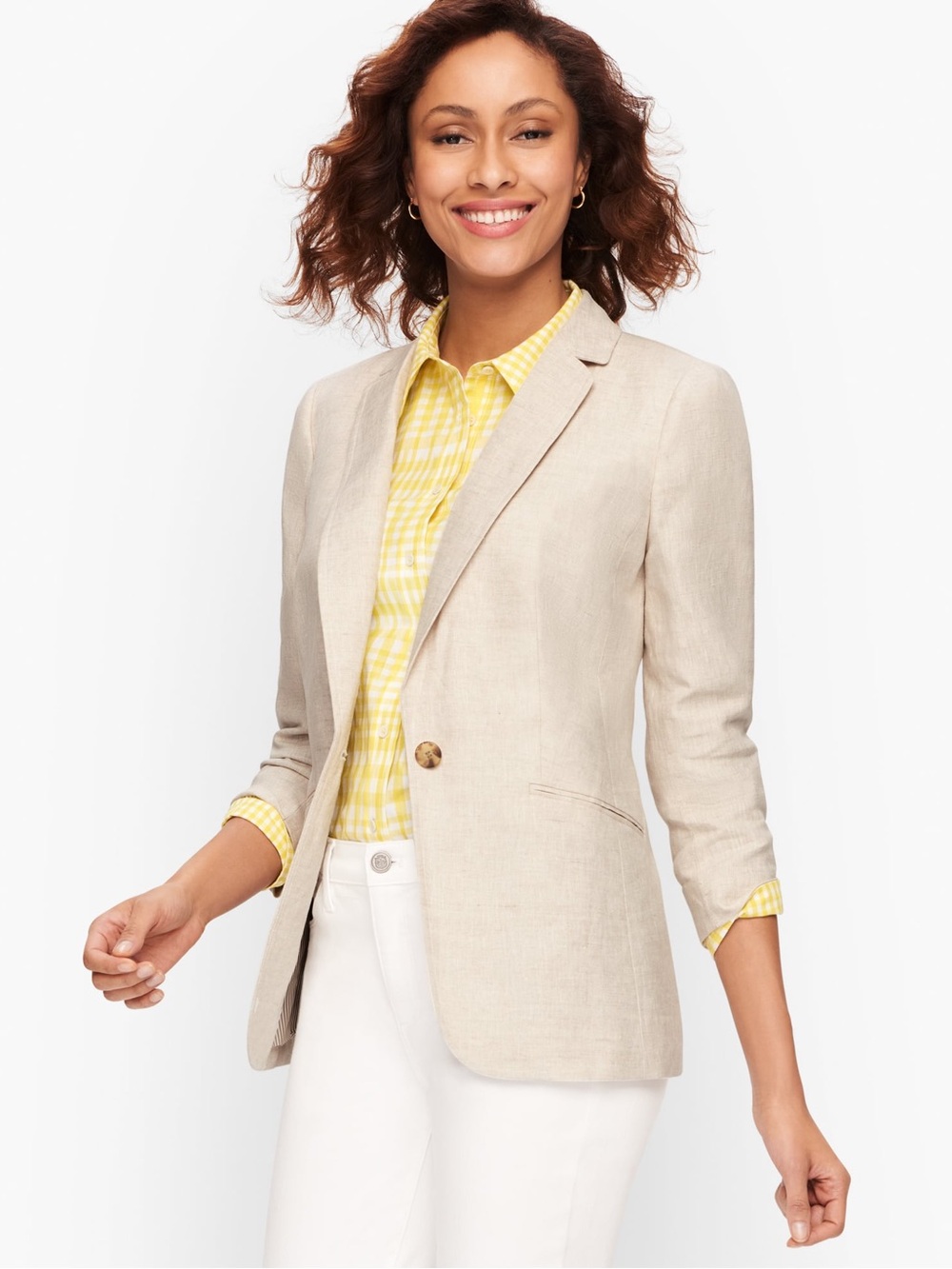 TALBOTS Classic Linen Blazer 22 (OVERSIZED LOOK FOR SOME) Flax Color Preppy